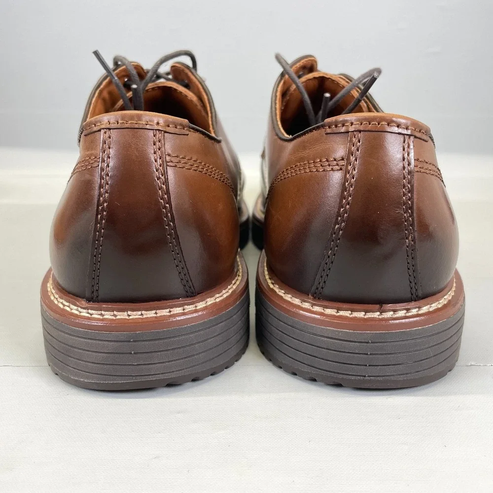 Johnston & Murphy Upton Oxford Dress Shoes Mens Size 11 M Brown Leather Cap Toe